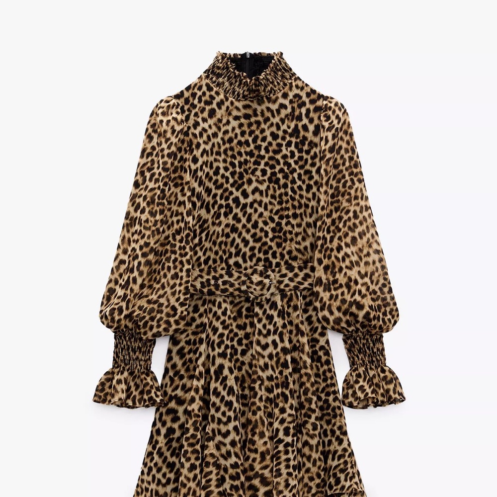 Leopard Print Long Sleeve Dress